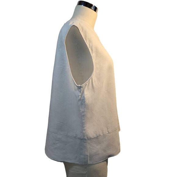 Charlie Paige Linen Blend Button Back Sleeveless Top Size XL Beige Minimalist - Picture 2 of 9